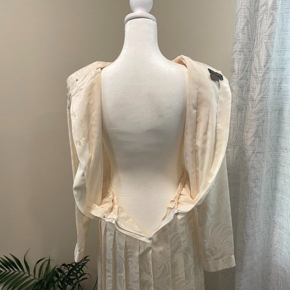 Vintage 80’s Cream Off White Long Sleeve Dress, Size 6 - Picture 7 of 8
